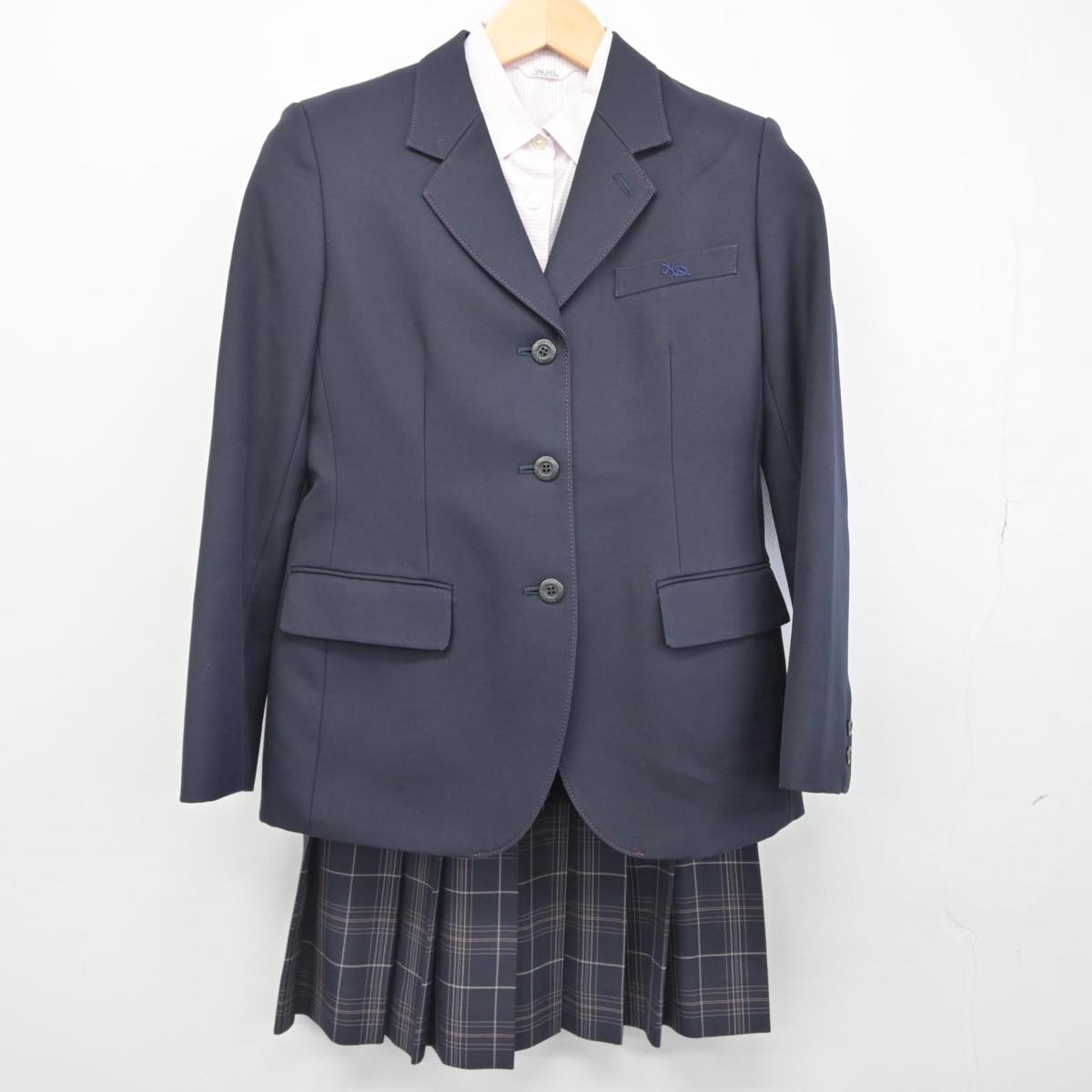 【中古】山口県 野田学園中学高等学校 女子制服 4点（ブレザー・シャツ・ニットベスト・スカート）sf029745