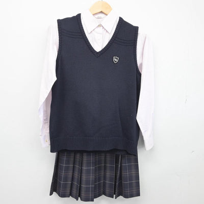 【中古】山口県 野田学園中学高等学校 女子制服 4点（ブレザー・シャツ・ニットベスト・スカート）sf029745