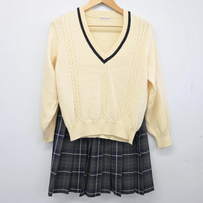 【中古】群馬県 群馬育英学園 前橋育英高等学校 女子制服 2点（ニット・スカート）sf029758