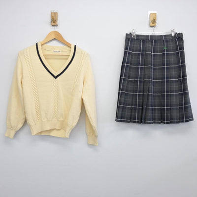 【中古】群馬県 群馬育英学園 前橋育英高等学校 女子制服 2点（ニット・スカート）sf029758