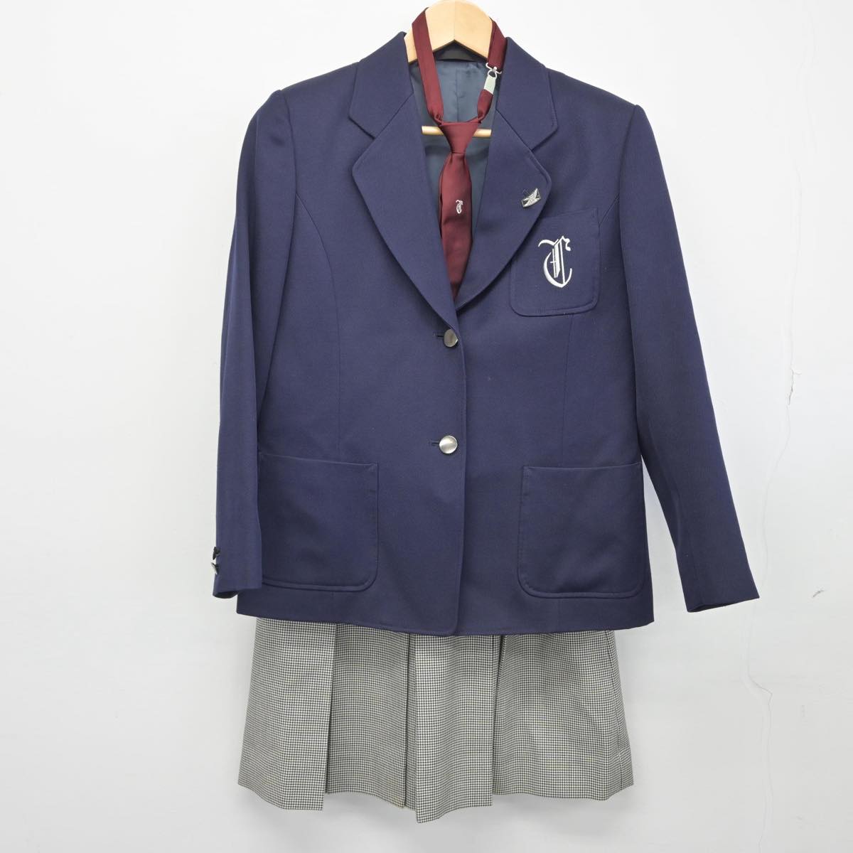【中古】神奈川県 茅ヶ崎中学校 女子制服 5点（ブレザー・ベスト・スカート）sf029761