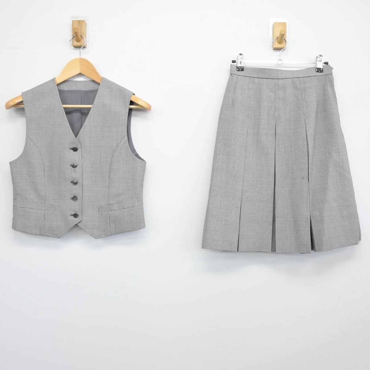 【中古】神奈川県 茅ヶ崎中学校 女子制服 2点（ベスト・スカート）sf029762