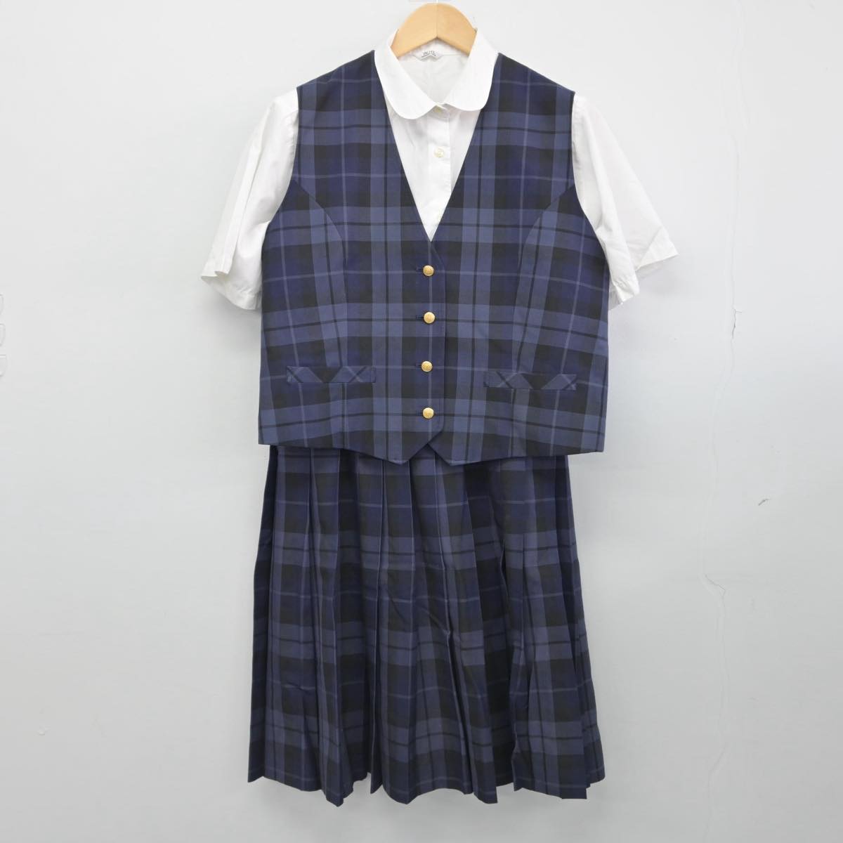 【中古】千葉県 ちはら台南中学校 女子制服 3点（ベスト・シャツ・スカート）sf029785