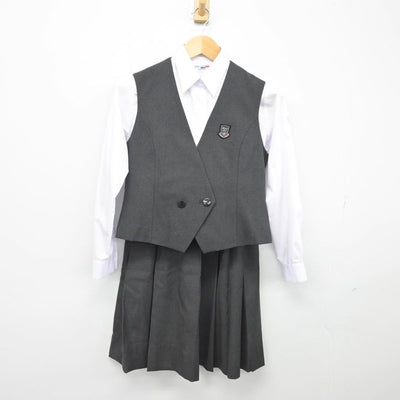 【中古】東京都 星野高等学校 女子制服 3点（ベスト・シャツ・スカート）sf029831