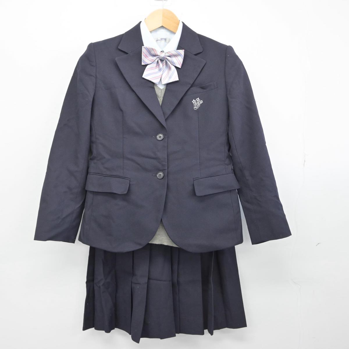 【中古】京都府 京都西山高等学校 女子制服 5点（ブレザー・ニット・シャツ・スカート）sf029929