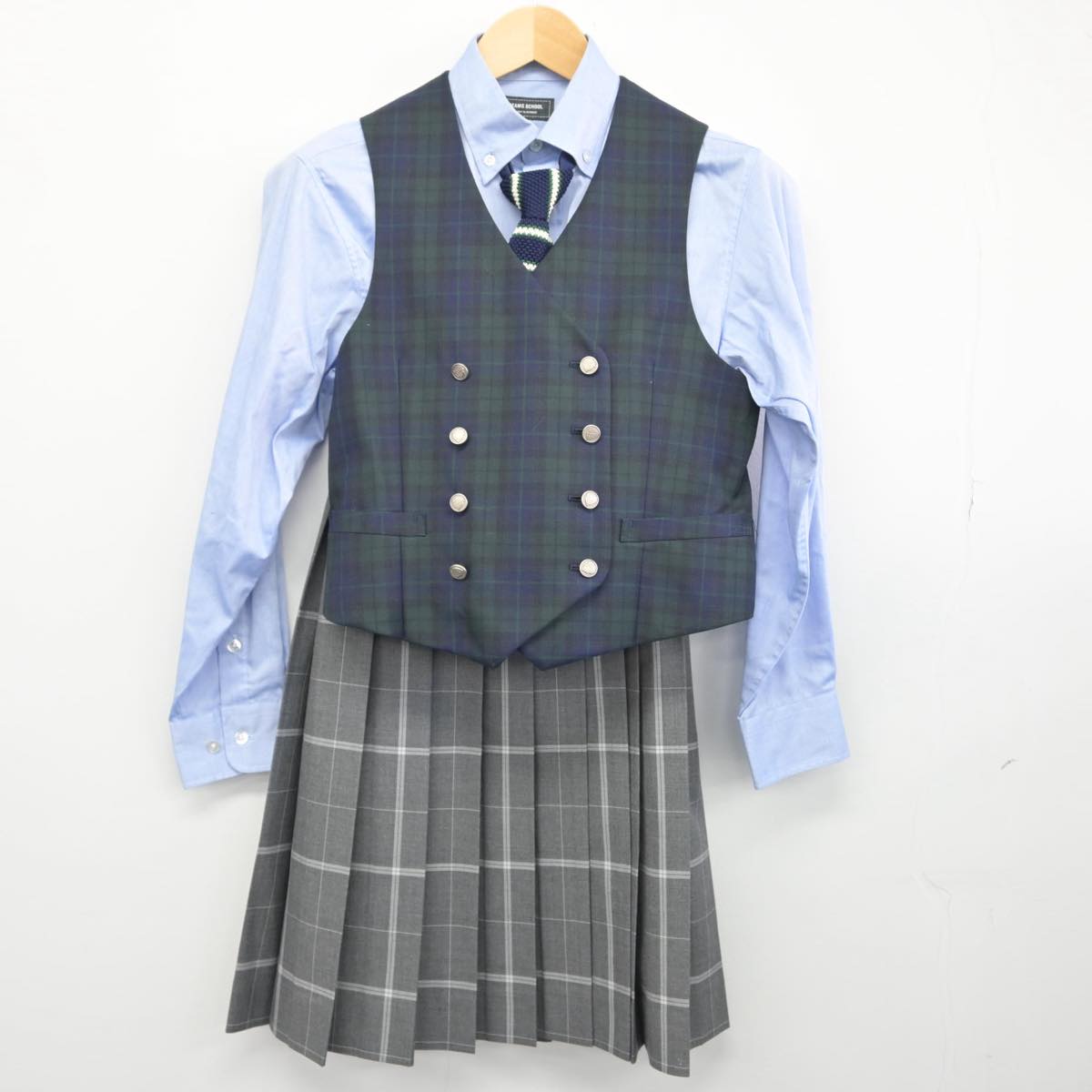 【中古】東京都 武蔵野大学高等学校 女子制服 5点（ブレザー・ベスト・シャツ・スカート）sf029933