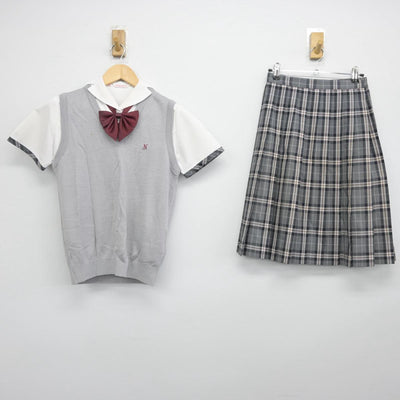 【中古】北海道 札幌日本大学高等学校 女子制服 4点（ニットベスト・シャツ・スカート）sf029950