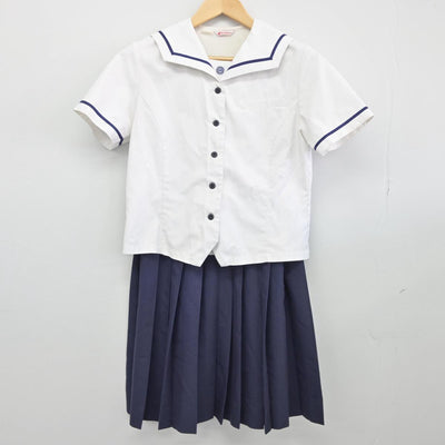 【中古】愛媛県 久米中学校 女子制服 2点（セーラー服・スカート）sf030000