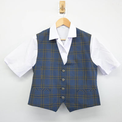 【中古】山梨県 韮崎高等学校 女子制服 2点（シャツ・ベスト）sf030007