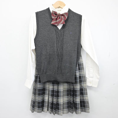 【中古】千葉県 西武台千葉高等学校 女子制服 6点（ブレザー・シャツ・ニットベスト・スカート）sf030029