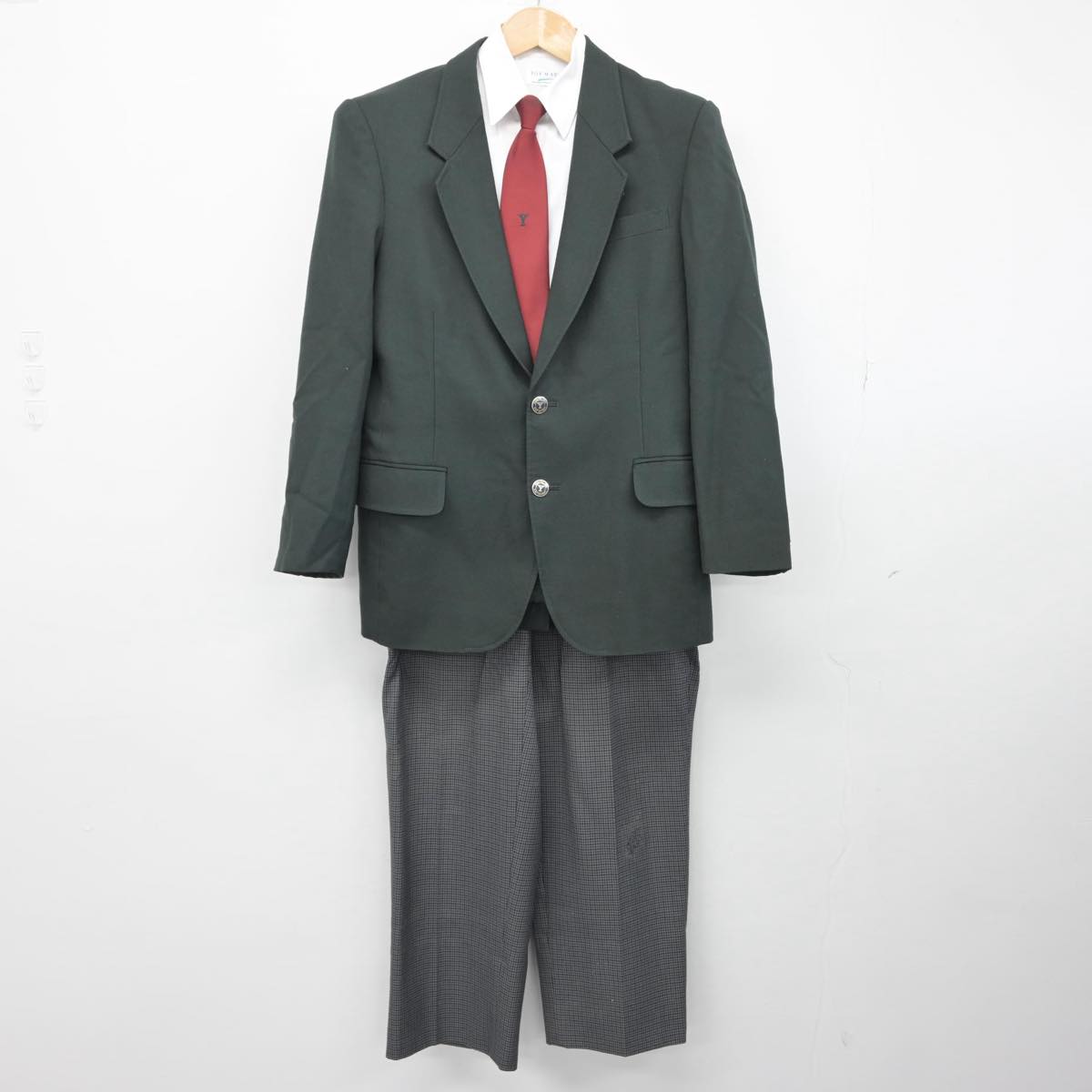 【中古】茨城県 谷和原中学校 男子制服 5点（ブレザー・シャツ・ズボン）sf030033