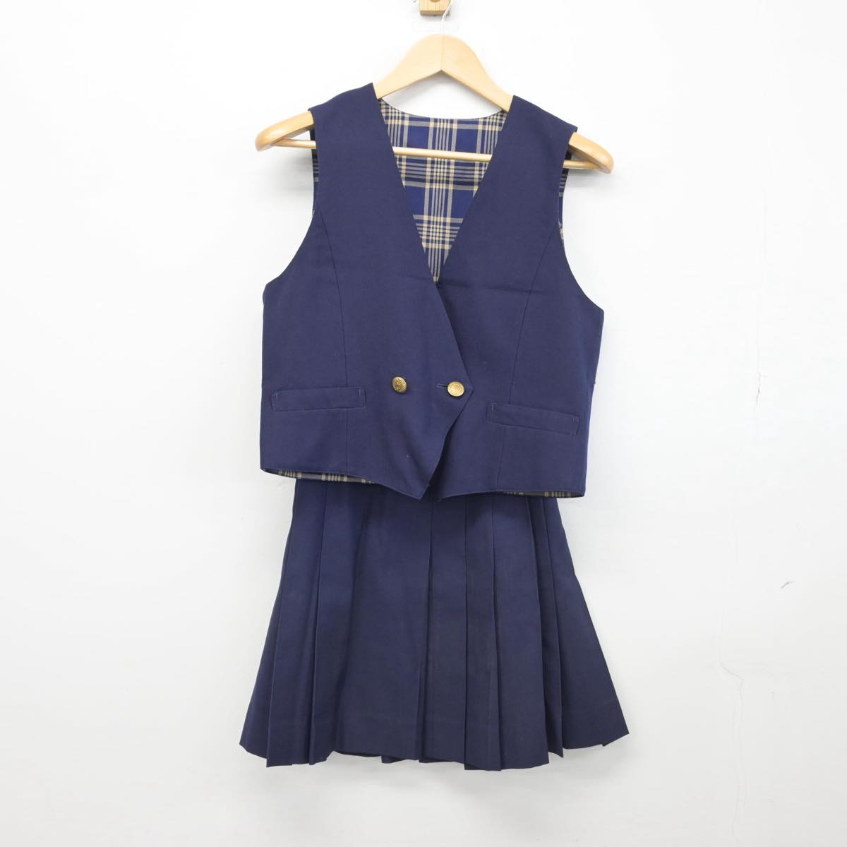 【中古】埼玉県 山村学園高等学校 女子制服 2点（ベスト・スカート）sf030104