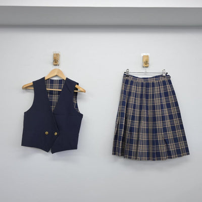 【中古】埼玉県 山村学園高等学校 女子制服 2点（ベスト・スカート）sf030105