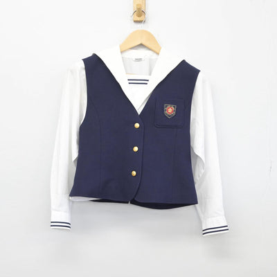 【中古】岡山県 就実高等学校 女子制服 3点（ブレザー・ベスト・シャツ）sf030108