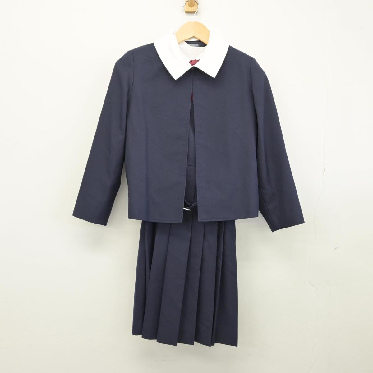 【中古】千葉県 我孫子中学校 女子制服 4点（ブレザー・シャツ・ジャンパースカート）sf030123