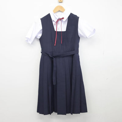 【中古】千葉県 我孫子中学校 女子制服 3点（シャツ・ジャンパースカート）sf030125