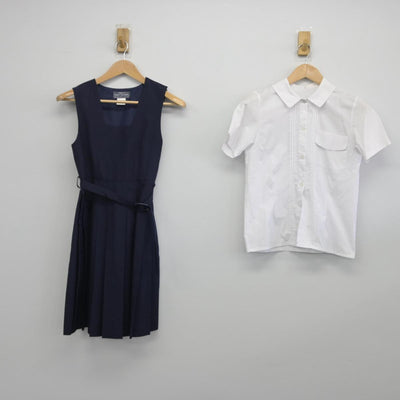 【中古】千葉県 我孫子中学校 女子制服 2点（シャツ・ジャンパースカート）sf030126