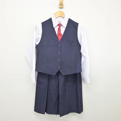 【中古】長崎県 片淵中学校 女子制服 6点（ブレザー・ベスト・シャツ・スカート）sf030160