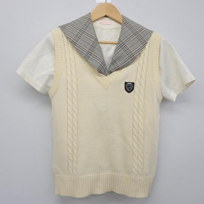 【中古】富山県 富山北部高等学校 女子制服 2点（セーラー服・ニットベスト）sf030185