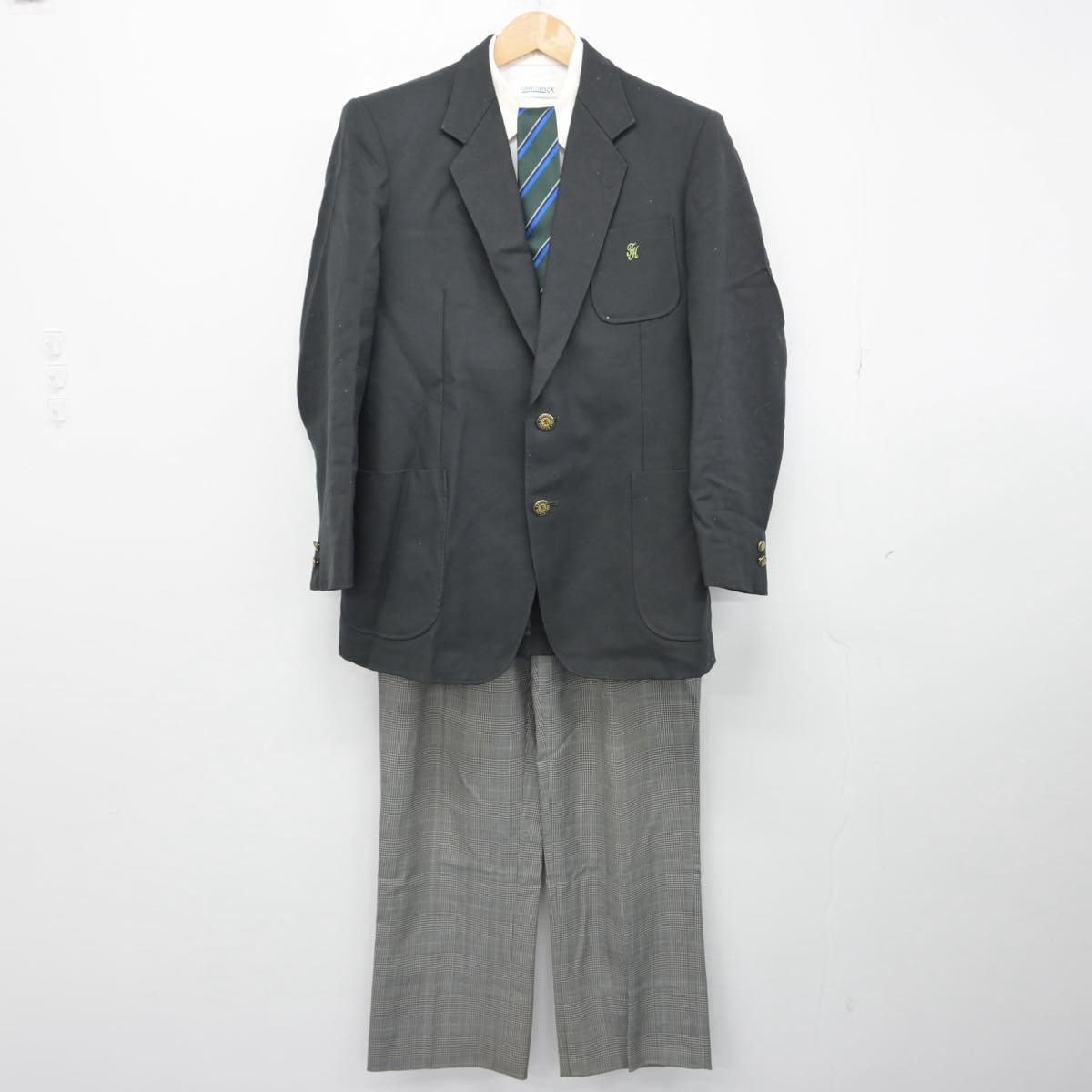 【中古】富山県 上市高等学校 男子制服 4点（ブレザー・シャツ・ズボン）sf030186