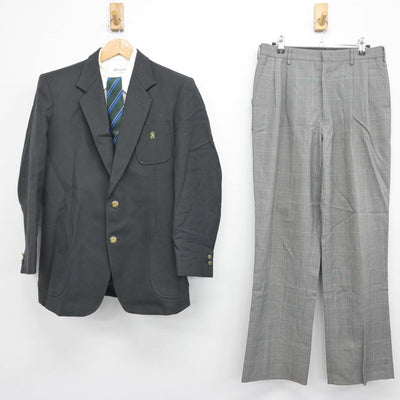 【中古】富山県 上市高等学校 男子制服 4点（ブレザー・シャツ・ズボン）sf030186