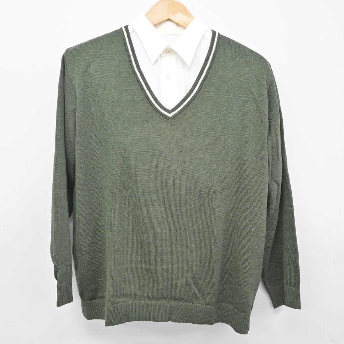 【中古】富山県 上市高等学校 男子制服 2点（シャツ・ニット）sf030187