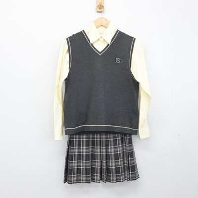 【中古】東京都 八王子学園八王子高等学校 女子制服 3点（シャツ・ニットベスト・スカート）sf030246