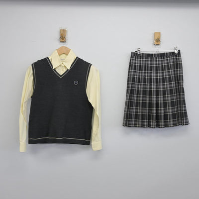 【中古】東京都 八王子学園八王子高等学校 女子制服 3点（シャツ・ニットベスト・スカート）sf030246