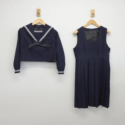 【中古】福岡県 筑紫女学園中学校 女子制服 3点（セーラー服・ジャンパースカート）sf030260