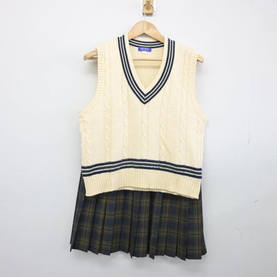 【中古】岡山県 玉野高等学校 女子制服 2点（ニットベスト・スカート）sf030301