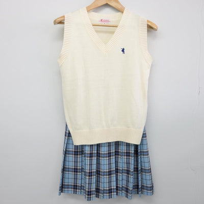 【中古】愛知県 クラーク記念国際高等学校 女子制服 2点（ニットベスト・スカート）sf030357