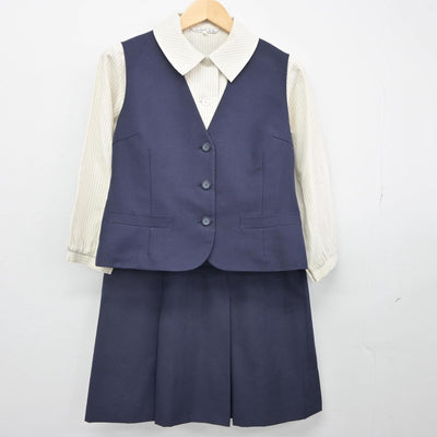 【中古】宮崎県 宮崎西高等学校 女子制服 3点（シャツ・ベスト・スカート）sf030374