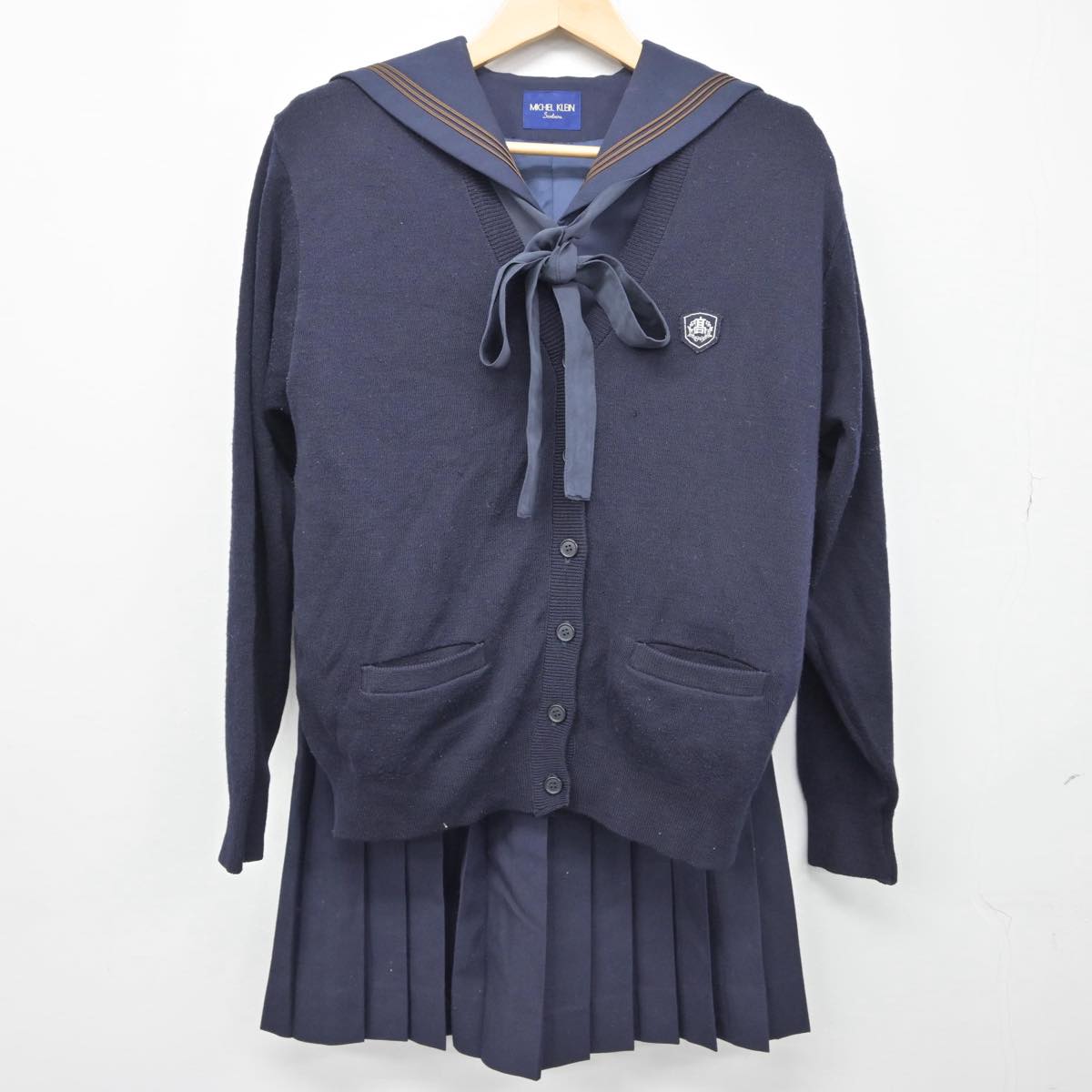 【中古】徳島県 阿波高等学校 女子制服 6点（ニット・セーラー服・スカート）sf030467