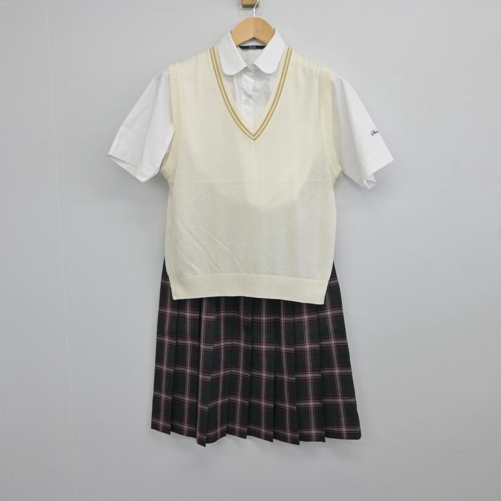 【中古】埼玉県 昌平高等学校 女子制服 3点（シャツ・ニットベスト・スカート）sf030528