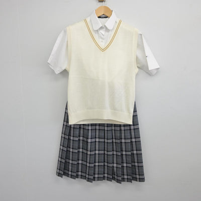 【中古】埼玉県 昌平高等学校 女子制服 3点（シャツ・ニットベスト・スカート）sf030529