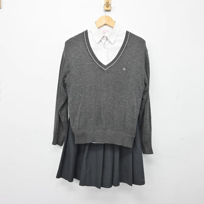 【中古】千葉県 市川工業高等学校 女子制服 4点（ブレザー・ニット・シャツ・スカート）sf030558