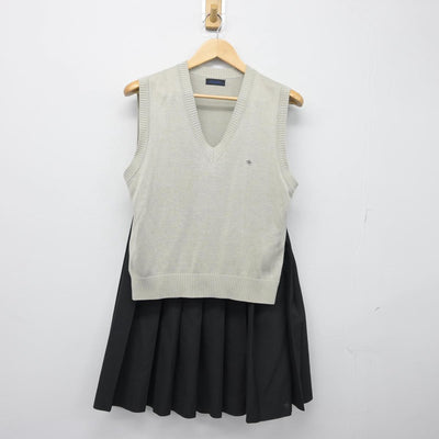 【中古】千葉県 市川工業高等学校 女子制服 2点（ニットベスト・スカート）sf030559