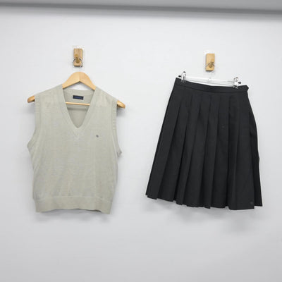 【中古】千葉県 市川工業高等学校 女子制服 2点（ニットベスト・スカート）sf030559