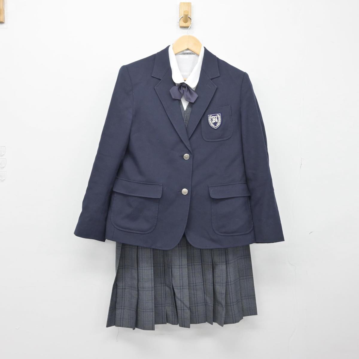 【中古】富山県 小杉高等学校 女子制服 5点（ブレザー・シャツ・ベスト・スカート）sf030593