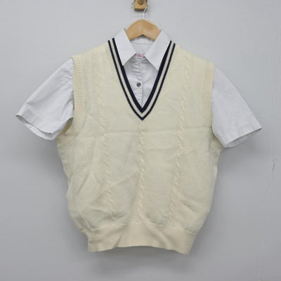 【中古】富山県 小杉高等学校 女子制服 2点（シャツ・ニットベスト）sf030595