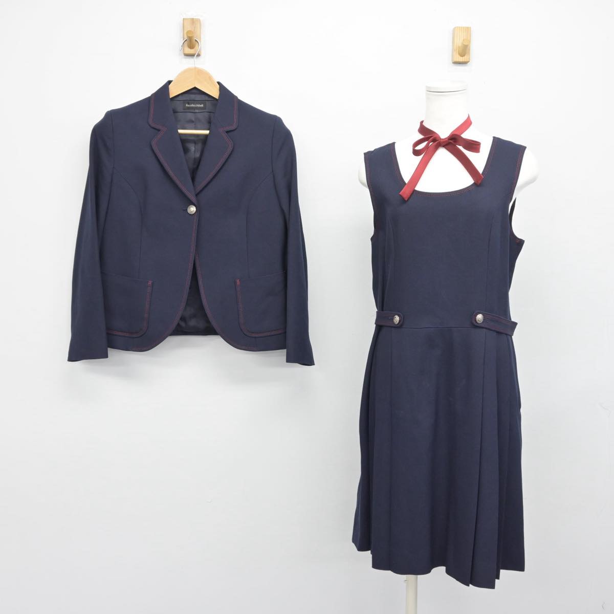 【中古】広島県 広島女学院中学高等学校 女子制服 6点（ブレザー・ジャンパースカート）sf030600