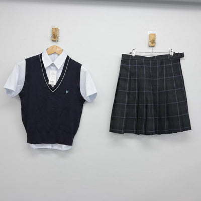 【中古】東京都 神田女学園高等学校 女子制服 3点（シャツ・ニットベスト・スカート）sf030611