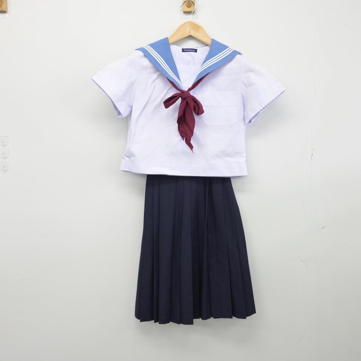 【中古】大阪府 大阪教育大学附属平野中学校 女子制服 3点（セーラー服・スカート）sf030646