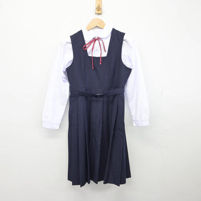 【中古】埼玉県 谷塚中学校 女子制服 4点（ブレザー・シャツ・ジャンパースカート）sf030706