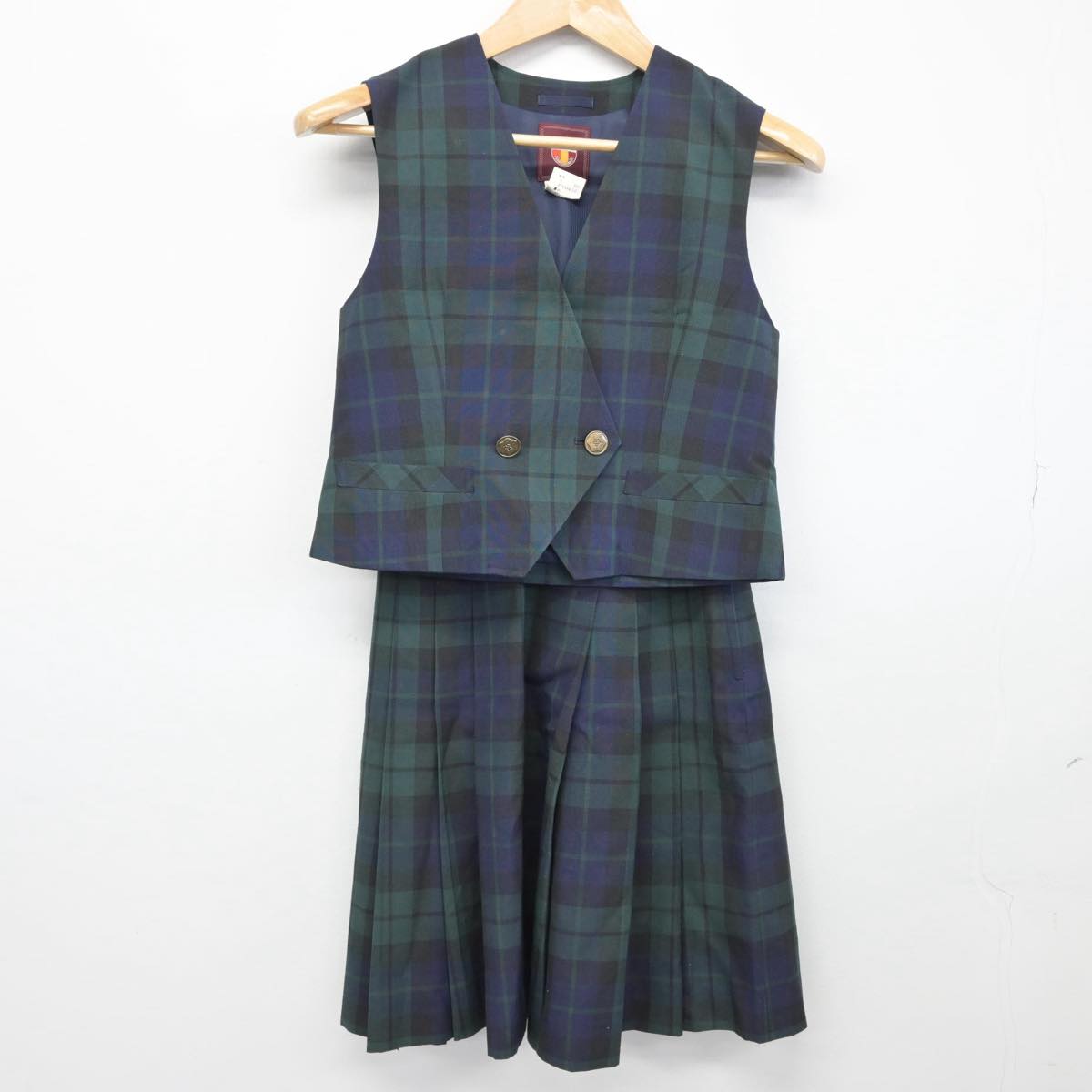 【中古】東京都 日の出女子学園中学校 女子制服 2点（ベスト・スカート）sf030787