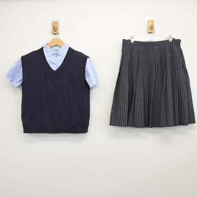 【中古】愛知県 啓明学館高等学校 女子制服 3点（ニットベスト・シャツ・スカート）sf030796