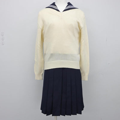 【中古】東京都 東京女学館中学校 女子制服 3点（セーラー服・ニット・スカート）sf030882