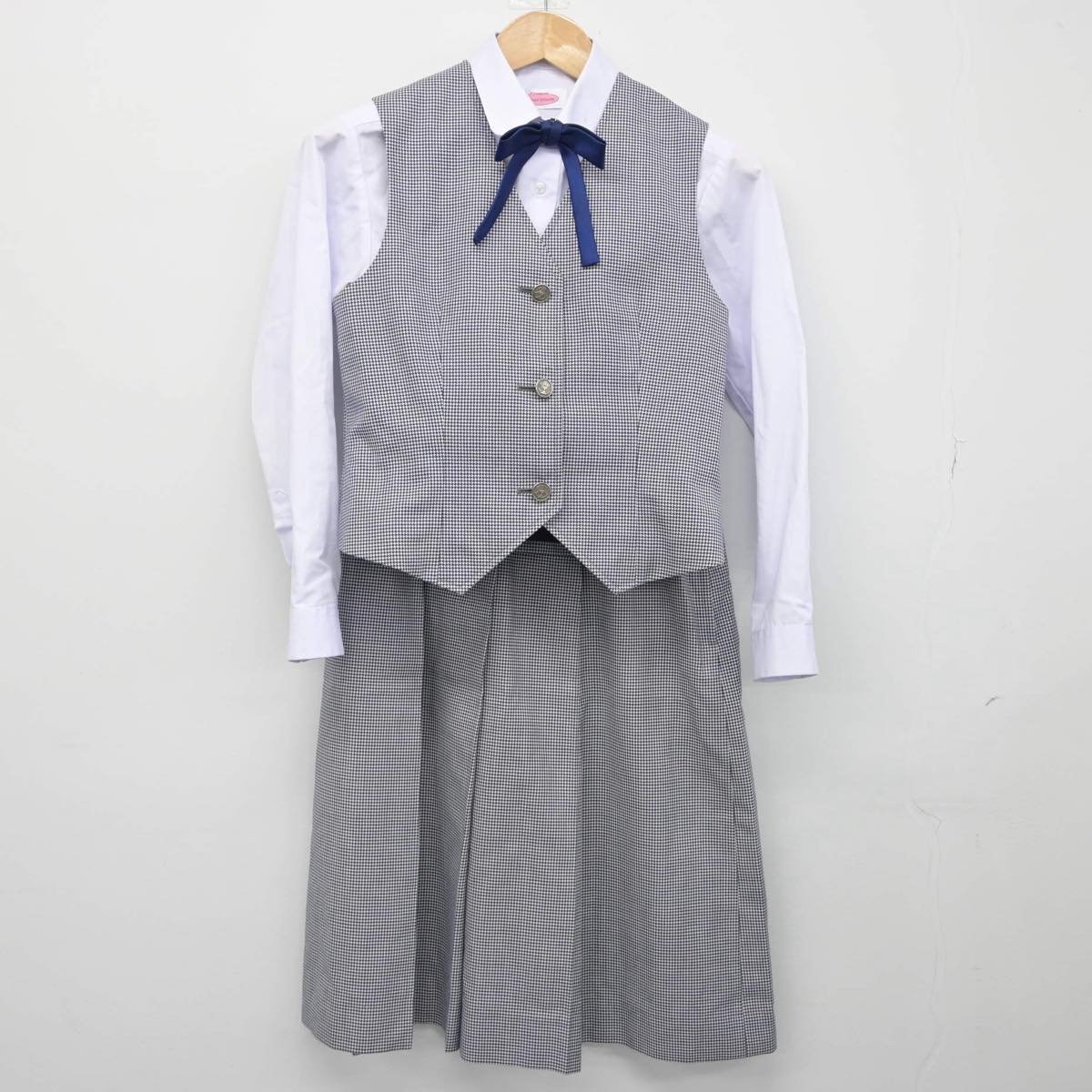 【中古】群馬県 八幡中学校 女子制服 6点（ブレザー・シャツ・ベスト・スカート）sf030907