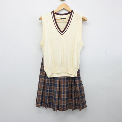 【中古】千葉県 長柄中学校 女子制服 2点（ニットベスト・スカート）sf030987