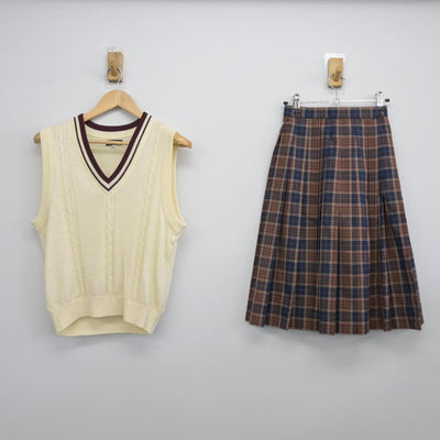 【中古】千葉県 長柄中学校 女子制服 2点（ニットベスト・スカート）sf030987